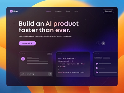 Poe Landing Page – WIP ai app applicate chat clean design feafture hero header landing page minimal tranmautritam typography ui ui design ui8 ux ux design web design webdesign wip