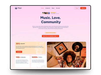 Magic - Music Community Website branding design graphic design landing page music shopify ui web design