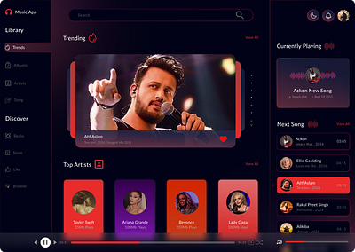 Music player Ui Design graphic design ui