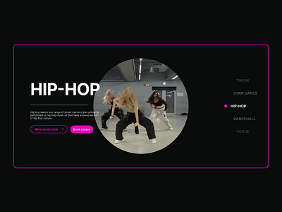 Dance Studio Website animation dance studio dark website design interaction design interface motion graphics responsive design scroll typography ui ux web webdesign website