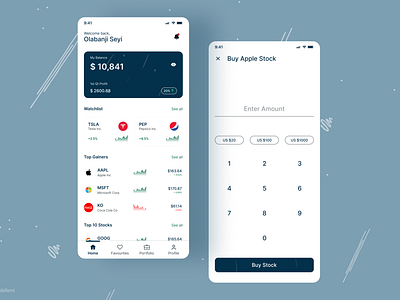 Stocks Mobile App blue investment app investment app ui design mobile app stocks stocks mobile app stocks mobile app ui design