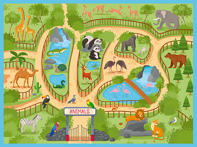 Zoo & animals. Illustrations. adobe illustrator animals art cartoon character childish cute design graphic design illustration zoo