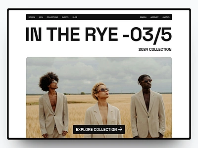 In the Rye- Fashion store website branding design fashion graphic design landing page shopify ui web design website