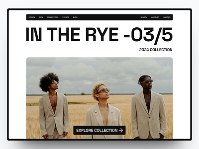 In the Rye- Fashion store website branding design fashion graphic design landing page shopify ui web design website