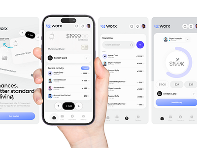 Worx - Branding & UIUX Design app design branding branding design fintech fintech website landing page money app money transfer app shyed uishyed web design website design