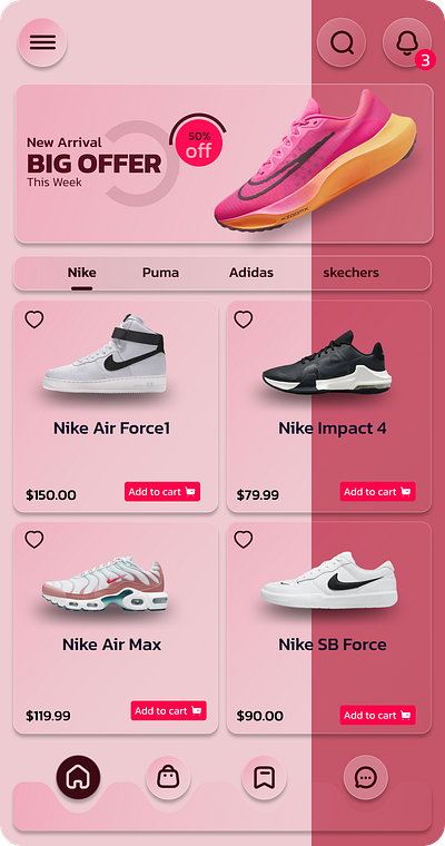 mobile app design for a shoe store