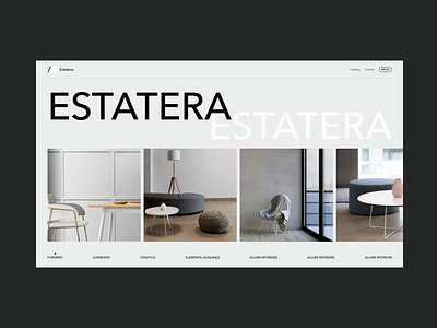 Estatera - Website for designer furniture and interior design about us animation cleanliness design furniture furniture fittings furniture store home page interior minimalism ui ux web web design website white