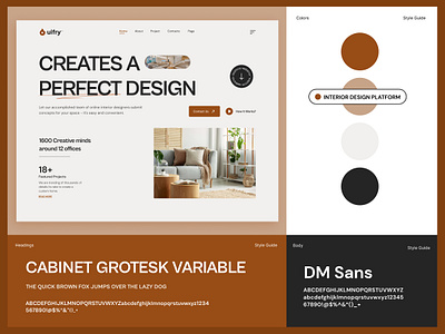 Interior Design Website Style Guide With Header analytics app ui branding cards color scheme design figma graphic design header illustration logo style guide ui
