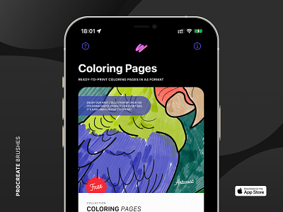 Procreate Brushes app appstore coloring design illustration ios ui uiux userexperience userinterface ux