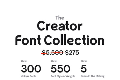 The Creator Font Collection: Over 300 Fonts branding bundle collection fonts graphic design minimal pack professional set typeface typography user interface web design wedding