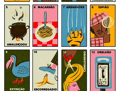Loteria-Style Words I can't Pronounce funny illustrated cards illustration loteria mexican portugal portuguese