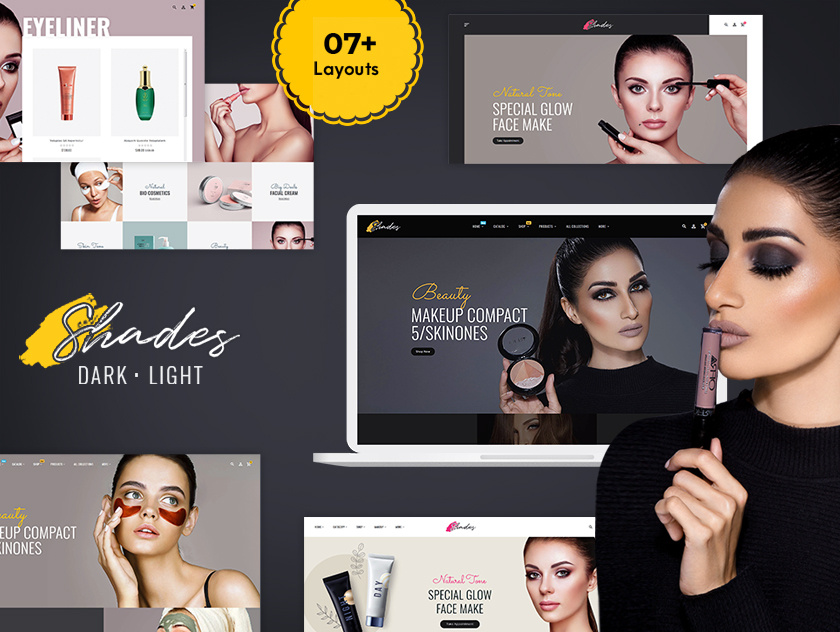 Shades 2.0 - eCommerce theme for Bridal Studio, Beauty, Spa, beauty cosmetic makup opencart prestashop shopify woocommerce wordpress