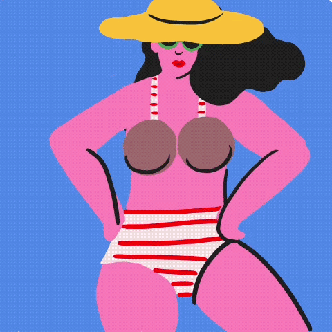 Funny illustrated gif bikini fun funny illustrated gif