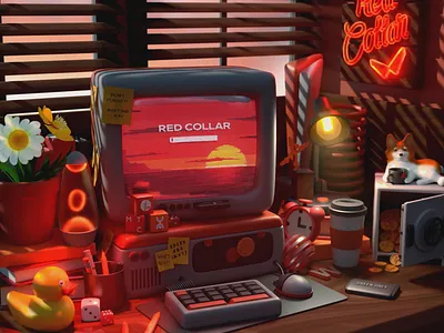 How Does Your Work Space Look Like? 3d 3d art 3d design 3d graphics animation blender branding cg cg art computer design illustration illustrator motion design motion designer motion graphics orange red ui work