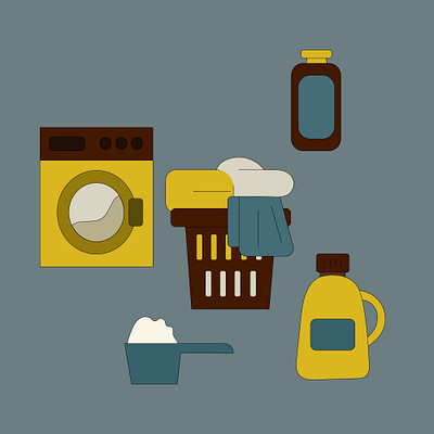 A set of cute laundry items app branding design graphic design illustration logo typography ui ux vector