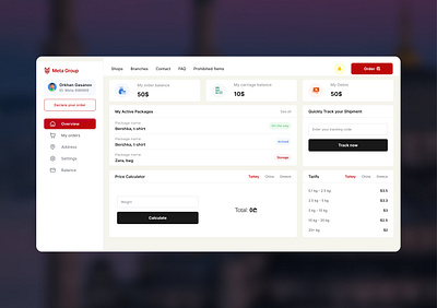 Meta Group Dashboard - Logistics Company application balance dashboard dashboard ui ldelivery logistics logisticsdashboard order orders shipping tracking ui userinterface web design