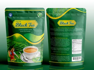 Black tea pouch packaging design black tea food packaging food pouch graphic design illustration morden packaging pouch pouch design tea tea jar tea packaging unick