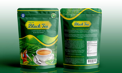 Black tea pouch packaging design black tea food packaging food pouch graphic design illustration morden packaging pouch pouch design tea tea jar tea packaging unick