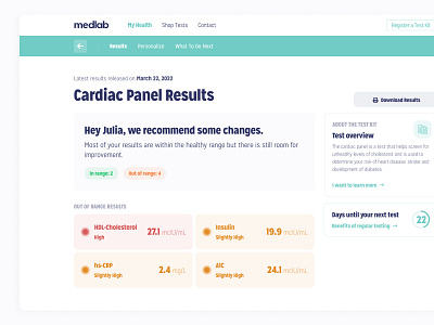 MedLab Web app medical test kits app design application modern ui webapp