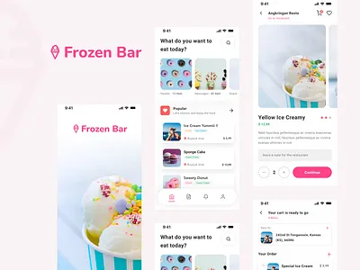 Frozen Bar - Ice Cream Shop Mobile App UI Design app design branding ecoomerce graphic design illustration shop ui ux vector