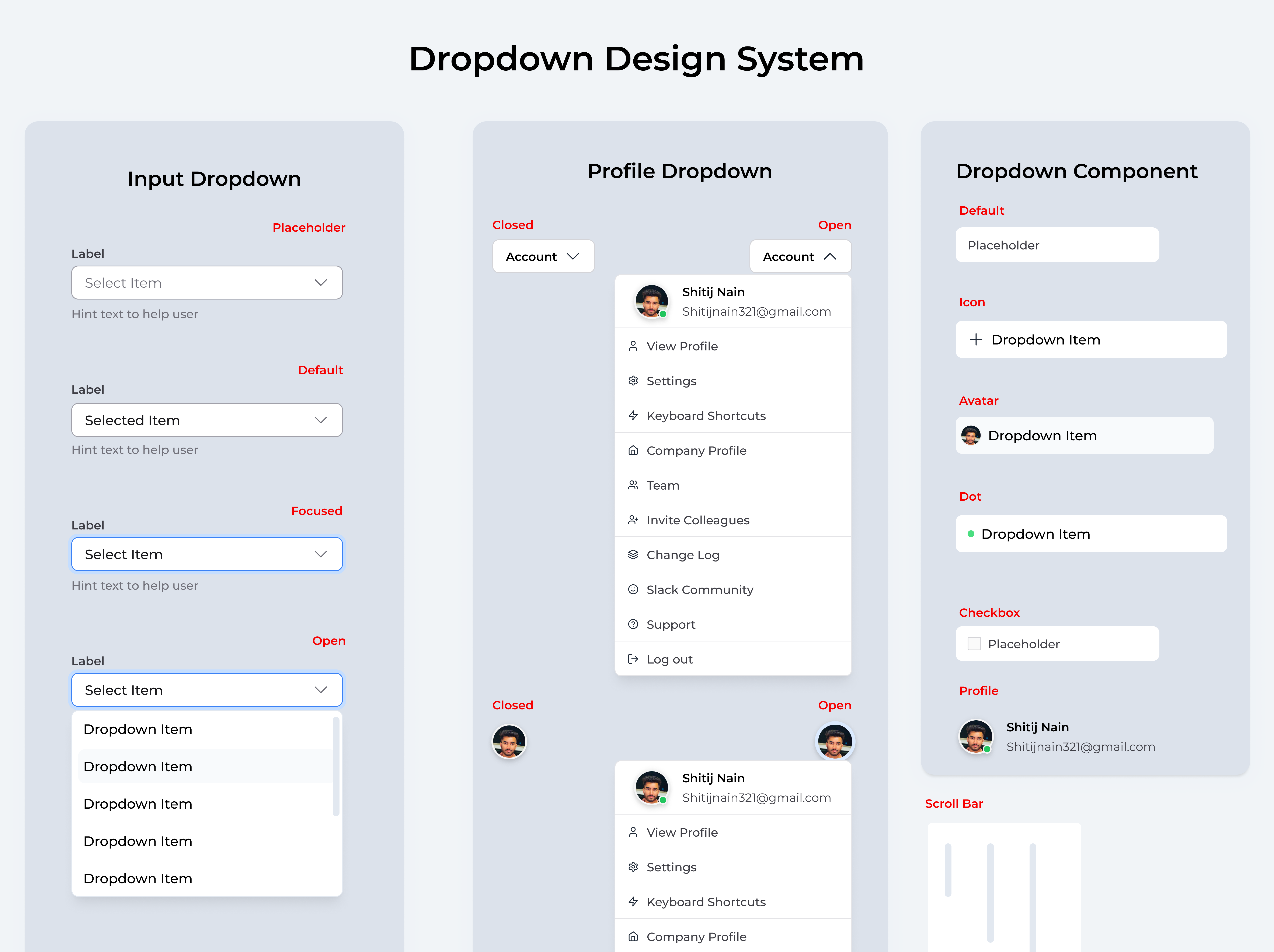 Design System - Dropdown Component 3d animation branding components dailyui design design system dribbble dropdown figma graphic design illustration input fields logo motion graphics profile ui uiux designer ux vector