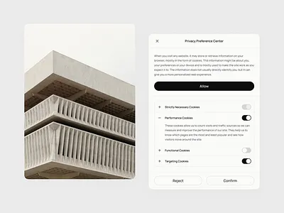 Privacy Preferences Modal & Cookies Banner agency architecture cookies modal preferences privacy preferences settings web design