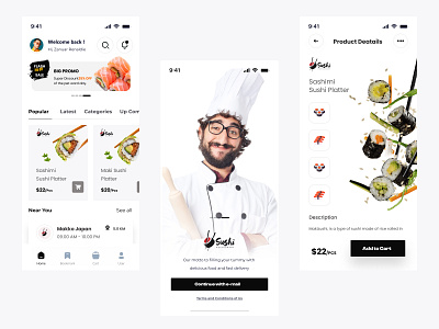 Sushi - Food Delivery App Design app design design eccomece food shop shushi ui ux