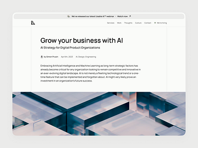 Grow your business with AI - Article Page 3d agency ai article blog magazine post web design