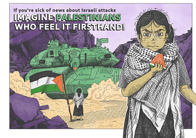 Postcard for Palestine child children cry editorial illustration kid palestine peace postcard poster sad war