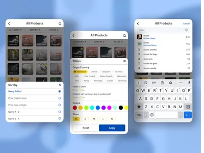 Mobile App - Filter, Sort & Search Design Screens app app design app screens branding design filter filtering graphic design illustration landing page ui logo search sort sort by sory ui ui ux ux website design