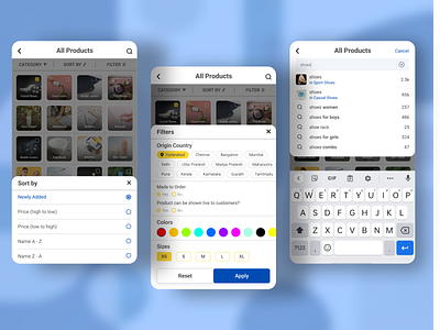 Mobile App - Filter, Sort & Search Design Screens app app design app screens branding design filter filtering graphic design illustration landing page ui logo search sort sort by sory ui ui ux ux website design