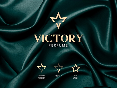 Victory perfume logo & visual identity design bottle brand branding high lettermark logo luxury modern perfume star victory