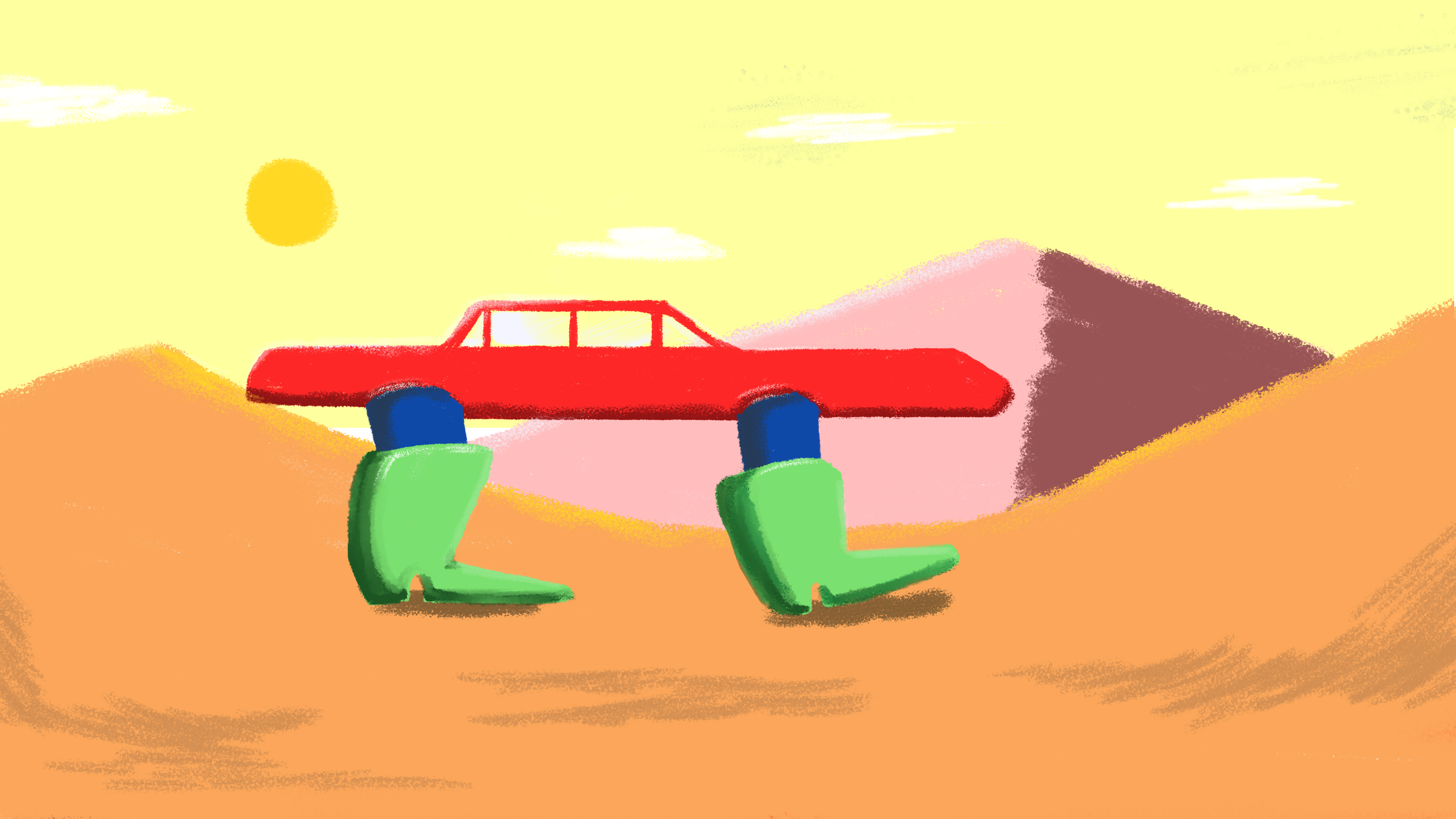 Those boots are made for driving brushes colorful illustration landscape photoshop print