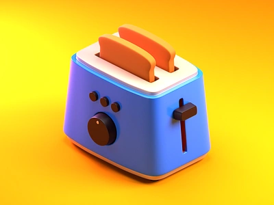 Toaster 3d blender bread bright graphic design kitchen modern toast toaster