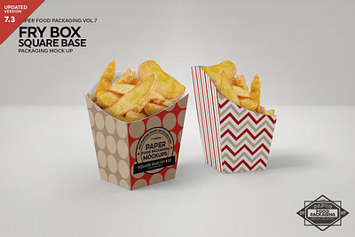 Fry Box Square Base Packaging Mockup box fastfood fries kraft packaging paper takeaway takeout v