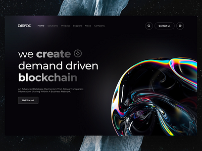 Blockchain Hero Section Landing blockchain dark mode dark theme landing page ui web design