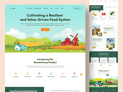 Aggro - Agriculture Technology Website agriculture agriculture technology website agriculture web app argiculture clean design drone farm web app farming illustration landing page minimalist design smart farming ui ui design uiux