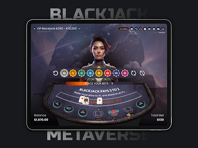 Blackjack Metaverse Game Concept betting blackjack casino concept gambling game metaverse ui vr