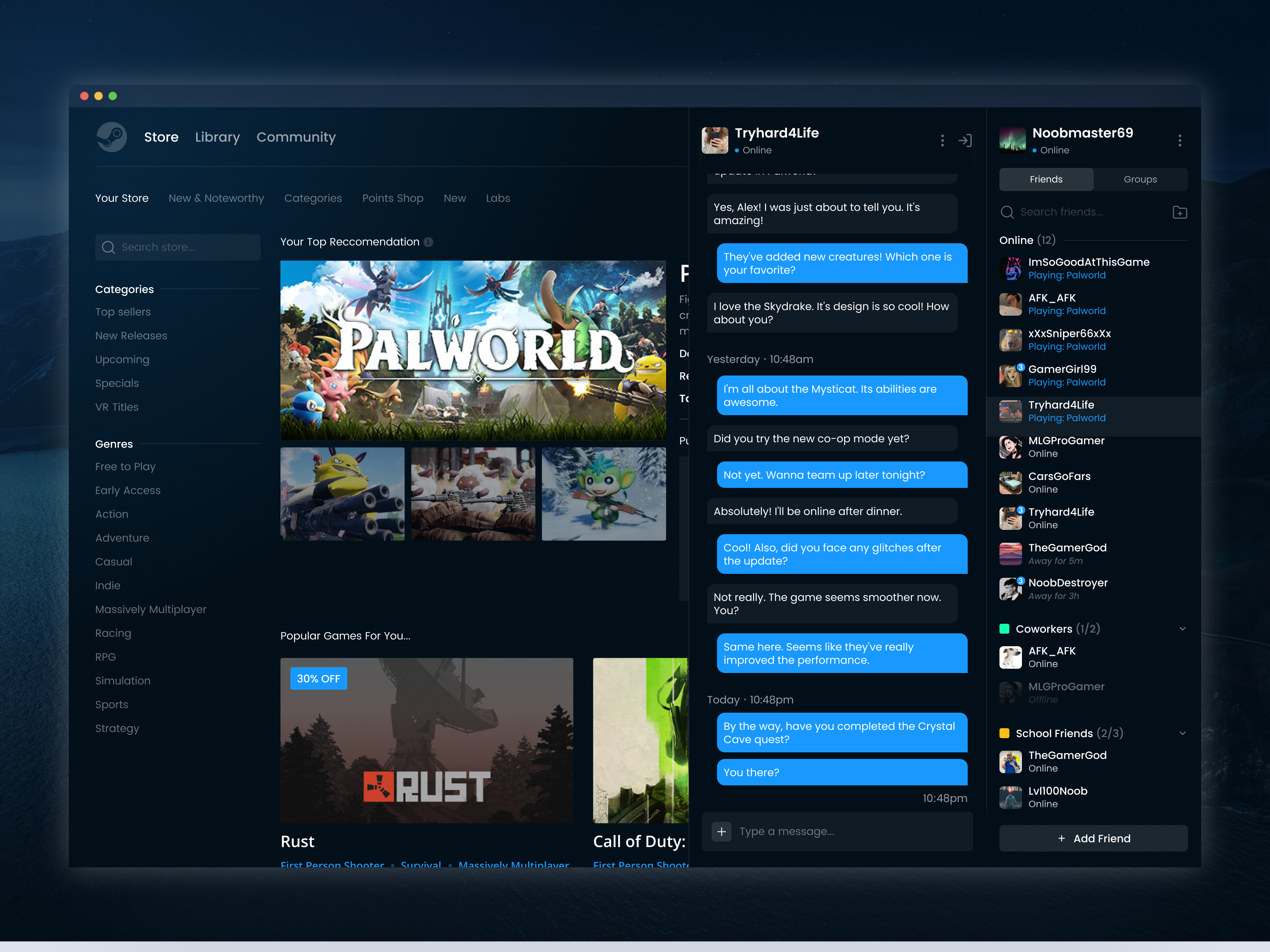 Steam Chat Redesign app app design app ui design product ui redesign steam ui ux