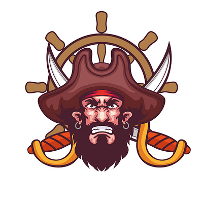 Pirate Head mascot logo angry crime esports logo mascot mascotlogo pirate sailor sea shop sports