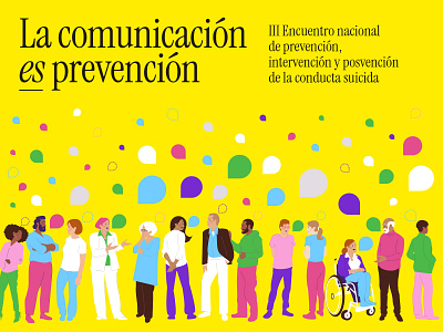 La comunicación es prevención branding event illustration