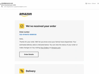 Daily UI #017 — Email Receipt amazon confirmation daily dailyui e commerce ecoommerce email email receipt figma graphic design invoice mail order order confirmation receipt ui ux