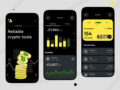 Crypto wallet - Mobile app app app design bitcoin blockchain crypto crypto currency mobile app mobile app design mobile design mobile ui wallet