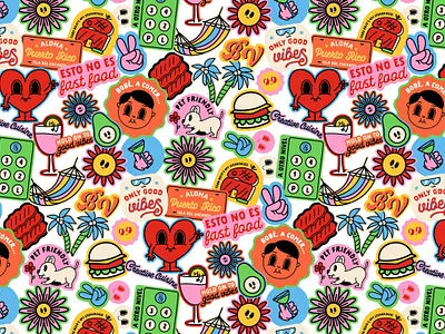 Buena Vibra branding design icons illustration logo puertorico rebranding restaurant tropical vibes