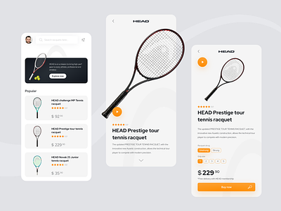 Racquets shop mobile App - Daily UI 27 app dailyui dailyuichallenge mobile mobile app racquets shop sport ui ux