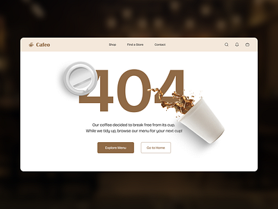 404 Error Page for Coffee Shop Web UI design ui ui design userinterfacedesign web ui website ui