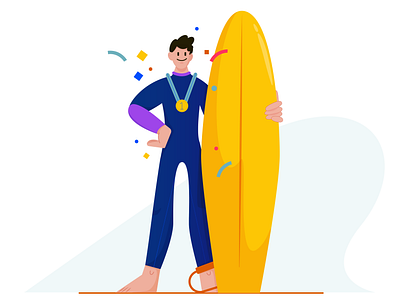 Winner 🚀 adobe illustrator flat illustration surf surfing ui vector