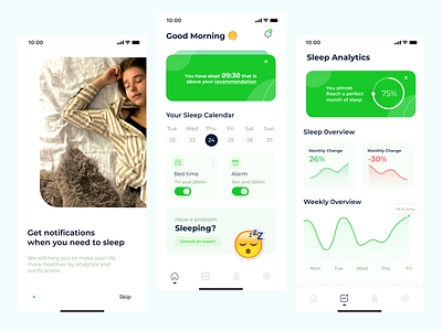 Sleep app app branding control dashboard widgets design logo mobile app design profile page designs service page sleep sleeping ui ux