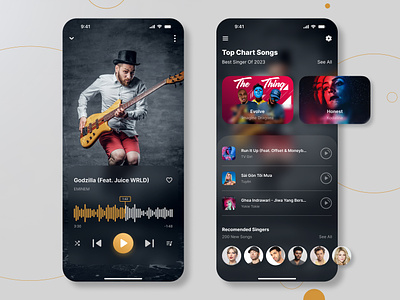Music Player App app app design application audio player clean minimal mobile mobile app design music music library music player music player app player playlist singer app spotify streaming ui user interface ux