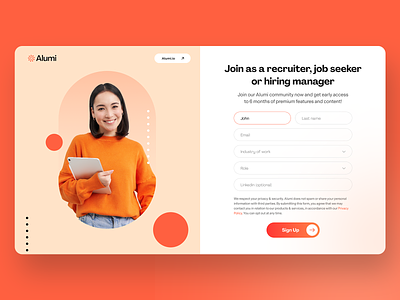 Alumi - Register Page clean design landing page minimal minimal register page register register page register page design ui web design website website design